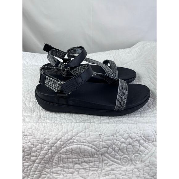 FitFlop Women 11 Black Fabric Strappy Waterproof Summer Vacation Sandal ES5-090A - Picture 11 of 11